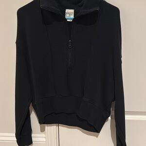 Aerie Black Quarter-Zip Sweatshirt